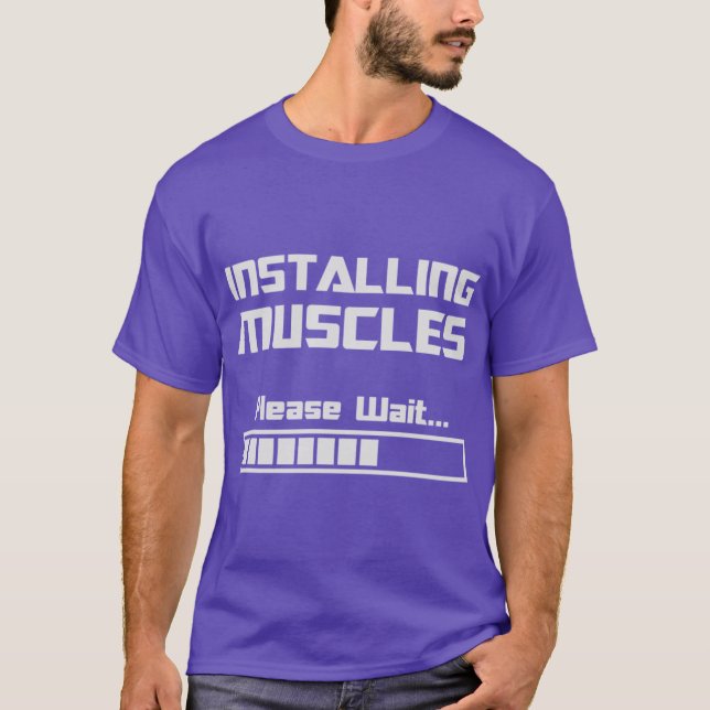 Installing Muscles Please Wait Loading Bar retro T-Shirt (Front)