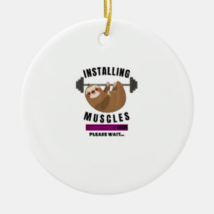 Installing Muscles Sloth Weight Lifting Fitness Mo Ceramic Ornament