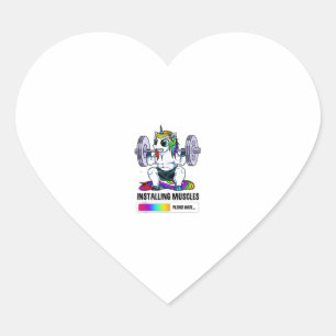 Installing Muscles Unicorn Rainbow Gym Workout Fat Heart Sticker