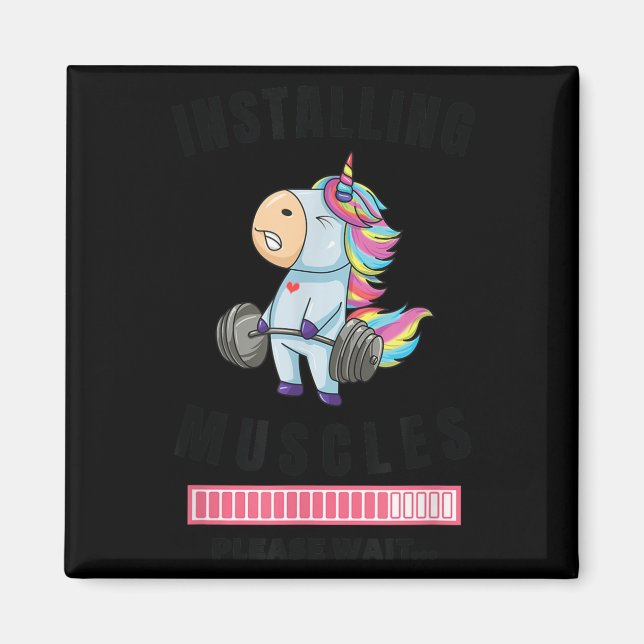 Installing Muscles Unicorn Weight Lifting Fitness  Magnet (Front)