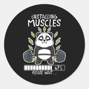 Installing muscles wait panda loading 67 gym classic round sticker