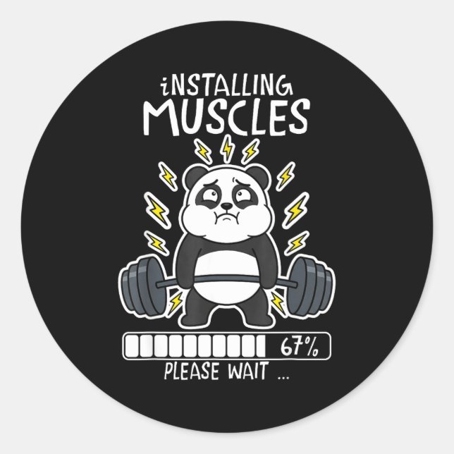 Installing muscles wait panda loading 67 gym classic round sticker (Front)
