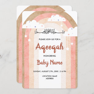 Instant Boho Rainbow Aqeeqah Aqiqah Invite Card