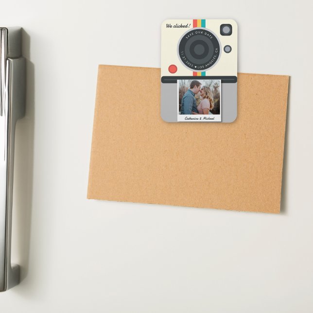 Instant Camera Couple Photo Date Location Unique Magnet (Creator Uploaded)