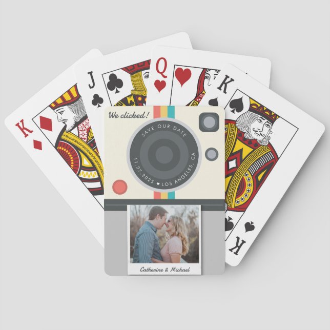 Instant Camera Couple Photo Date Location Unique  Playing Cards (Back)