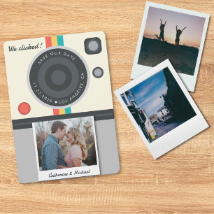 Instant Camera Couple Photo Date Location Unique Save The Date