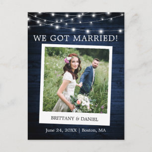 Instant Camera Lights Wood Wedding Announcement Postcard
