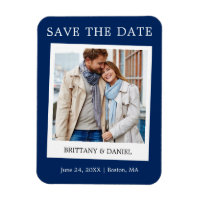 Instant Camera Style Photo Save The Date Blue