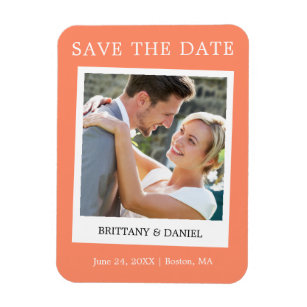 Instant Camera Style Photo Save The Date Coral Magnet