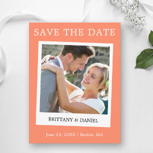 Instant Camera Style Photo Save The Date Coral Postcard
