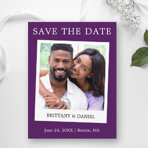 Instant Camera Style Photo Save The Date Purple Postcard