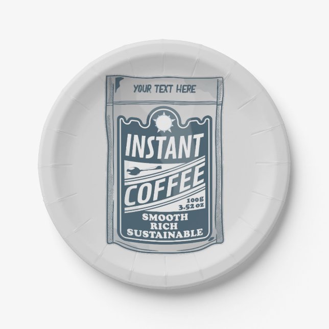 Instant coffee pop art illustration paper plate (Front)