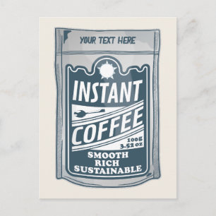 Instant coffee pop art illustration postcard