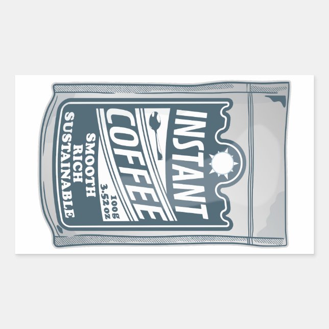 Instant coffee pop art illustration rectangular sticker (Front)