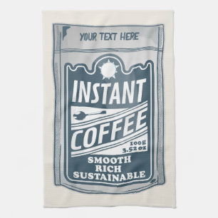 Instant coffee pop art illustration tea towel