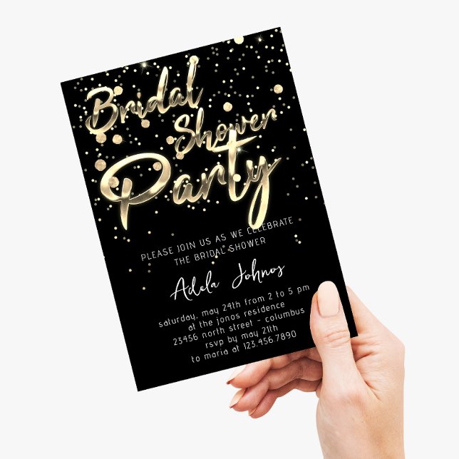 Instant Download Bridal Shower Party Black Gold  Invitation (Creator Uploaded)
