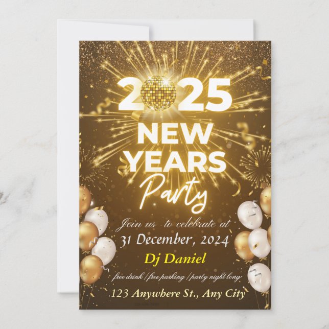 INSTANT DOWNLOAD Editable New Year's Party Invitat Holiday Card (Front)