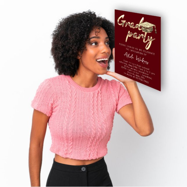 Instant Download Graduation Party Gold Burgundy Invitation (Instant Download Graduation Party Gold Burgundy Invitation)