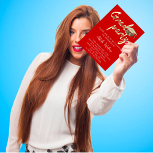 Instant Download Graduation Party Gold Cup Red Invitation