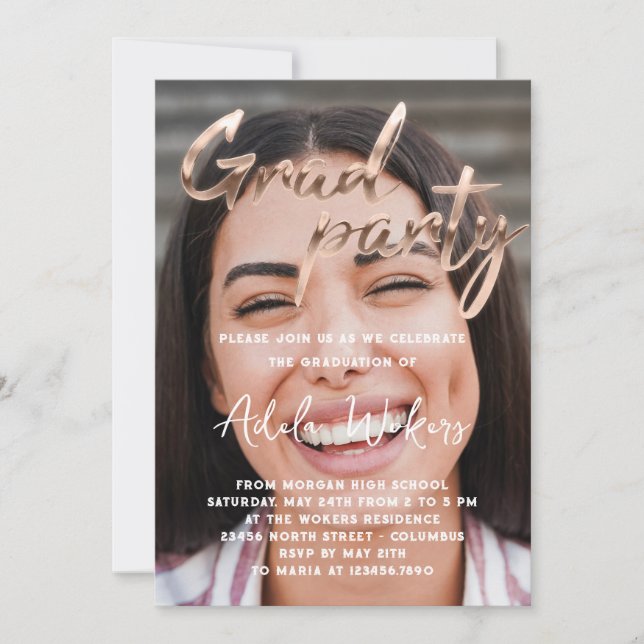 Instant Download Graduation Party Grad Photo Invitation (Front)