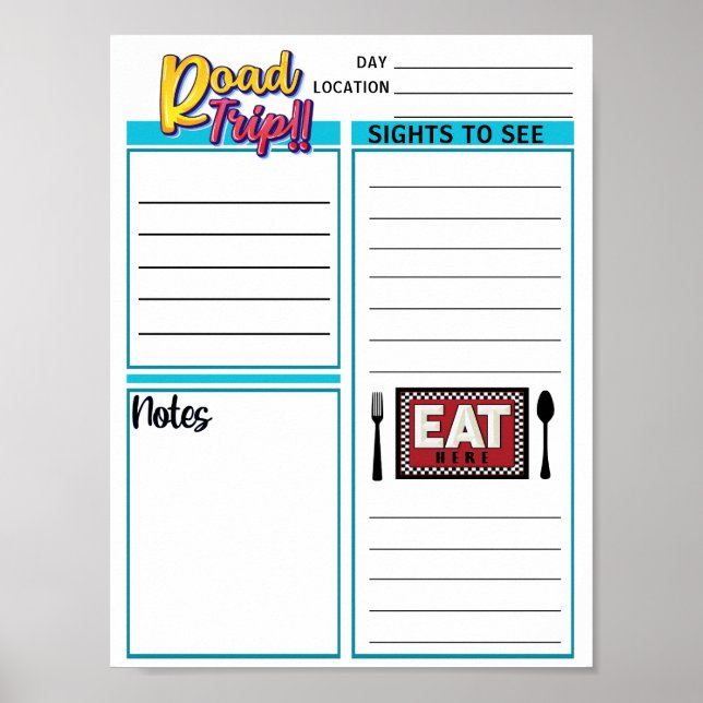 Instant Download Road Trip Daily Planner  Poster (Front)