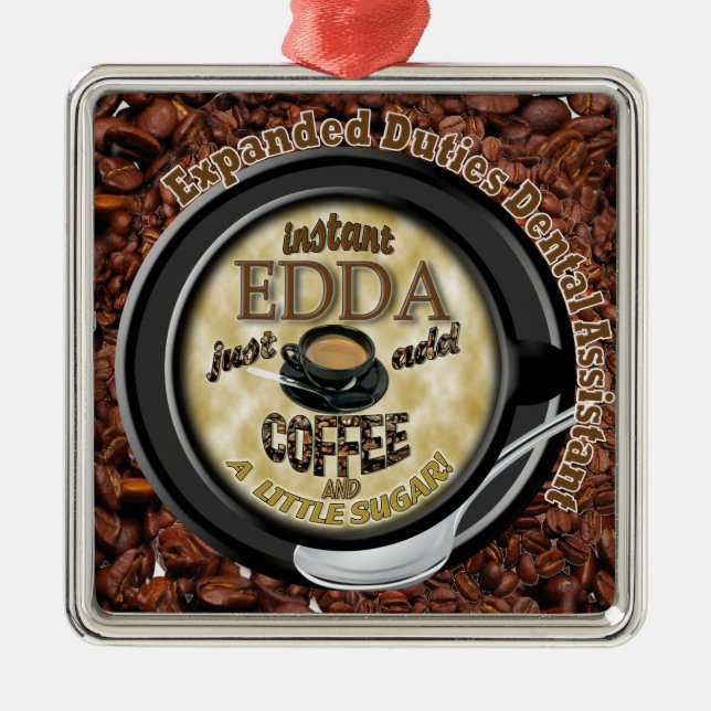 INSTANT EDDA ADD COFFEE METAL TREE DECORATION (Front)
