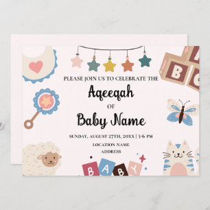 Instant Editable Aqeeqah Aqiqah Invitation Card