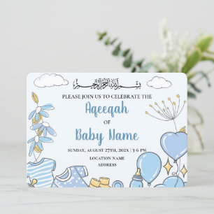 Instant Editable Baby Boy Aqeeqah Invitation Card