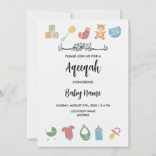 Instant Minimalist Aqeeqah Aqiqah Invite Card