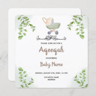 Instant Modern Chic Aqeeqah Aqiqah Invite Card