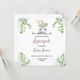 Instant Modern Chic Aqeeqah Aqiqah Invite Card