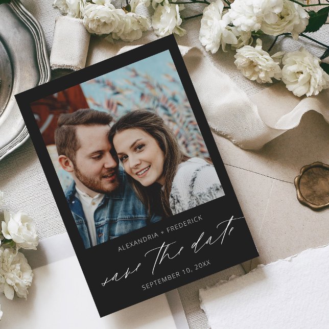 Instant Photo Black Chic Save the Date Invitation (Creator Uploaded)