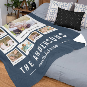 Instant Photo Collage Editable Background Colour Fleece Blanket