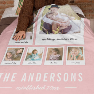 Instant Photo Collage Editable Background Colour Fleece Blanket
