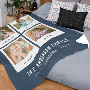 Instant Photo Collage Editable Background Colour Fleece Blanket