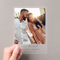 Instant Photo -Long White Chic Save the Date