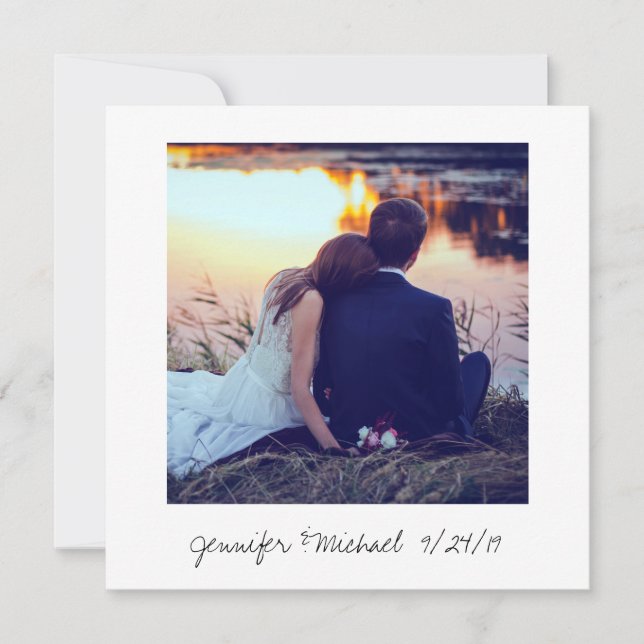 Instant Photo Look Wedding Photo Thank You Card (Front)