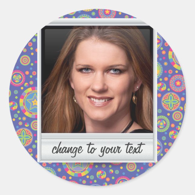 Instant photo - photoframe with pattern classic round sticker (Front)