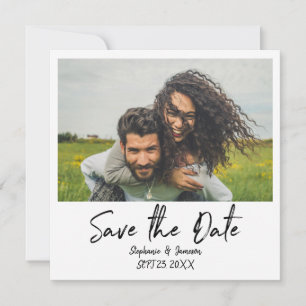 Instant Photo & Typography Save the Date -Black Invitation