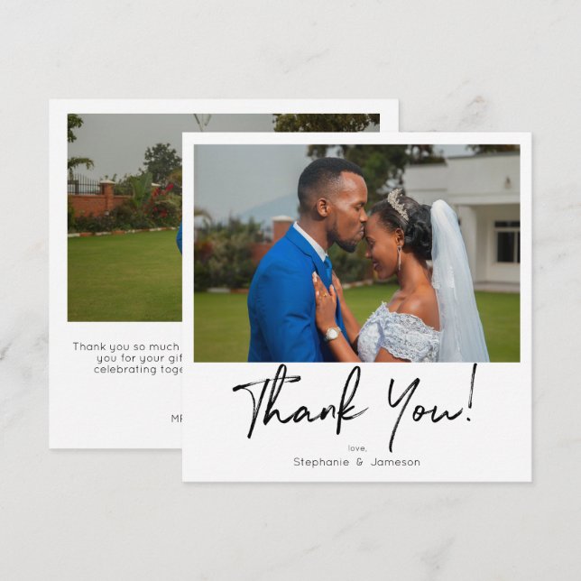 Instant Photo & Typography Thank You Card- 2 photo Invitation (Front/Back)