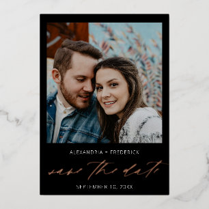 Instant Photo White Chic Save the Date Black 