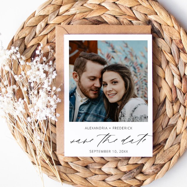 Instant Photo White Chic Save the Date Invitation (Creator Uploaded)
