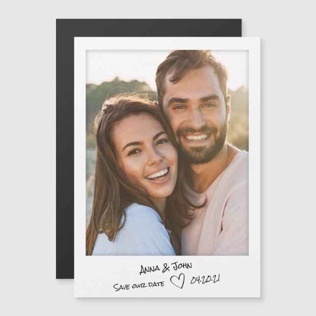 Instant photo with handwritten notes Save the Date Magnetic Invitation (Front/Back)
