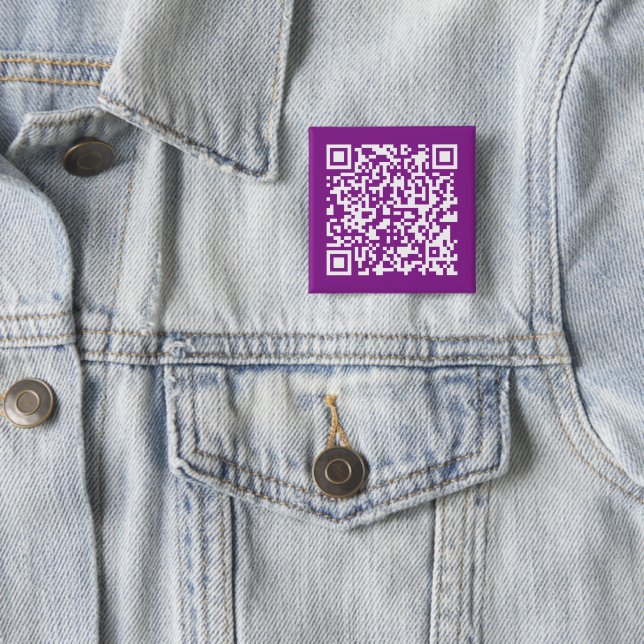 Instant QR code with Your Website URL | Purple 15 Cm Square Badge (In Situ)