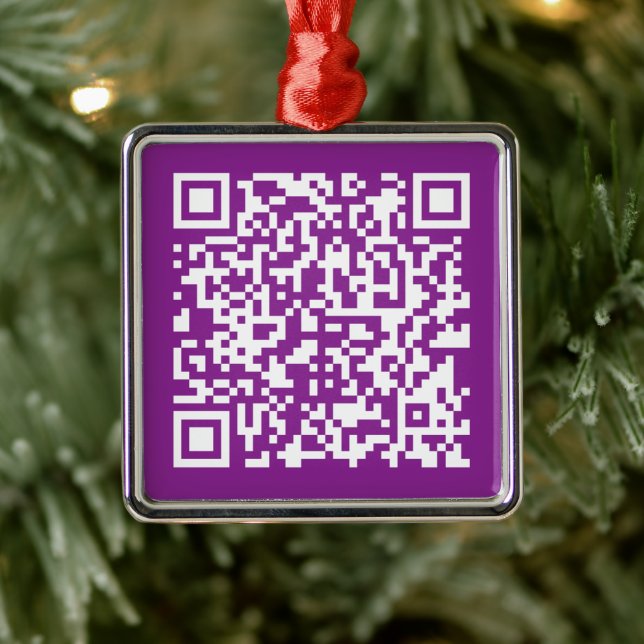 Instant QR code with Your Website URL | Purple Metal Ornament (Tree)