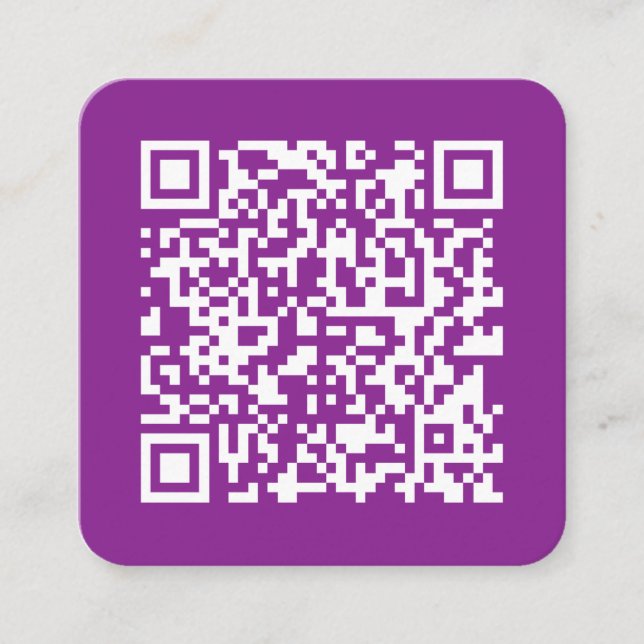 Instant QR code with Your Website URL | Purple Square Business Card (Front)