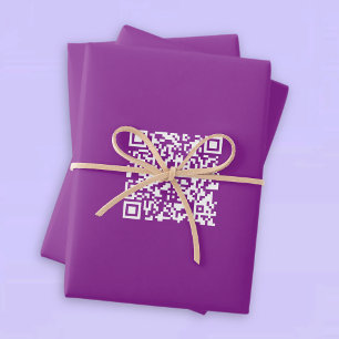 Instant QR code with Your Website URL   Purple Wrapping Paper Sheet