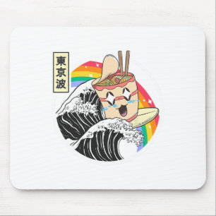 Instant Ramen Noodles Surfing Japanese Wave Rainbo Mouse Pad