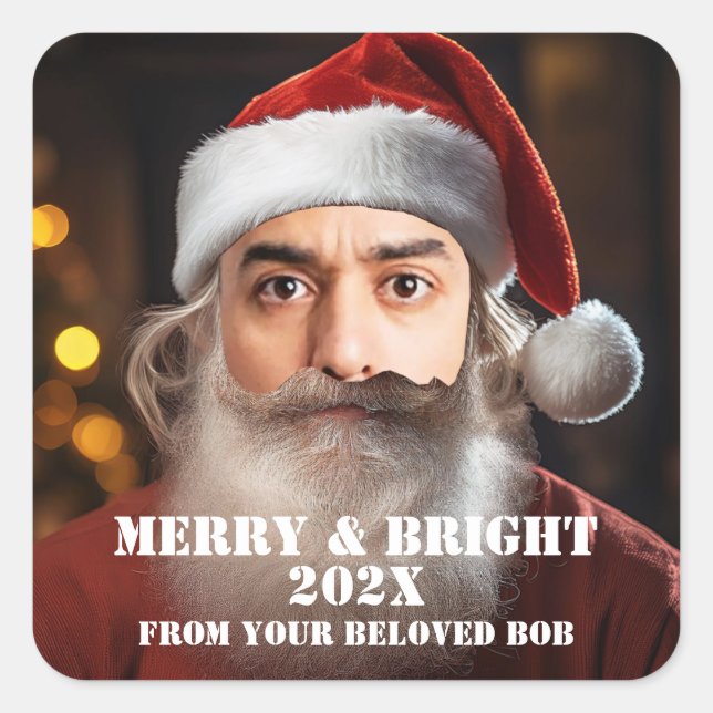 Instant Santa! Just add your face. Square Sticker (Front)