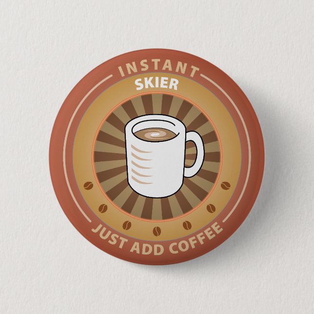 Instant Skier 6 Cm Round Badge (Front)